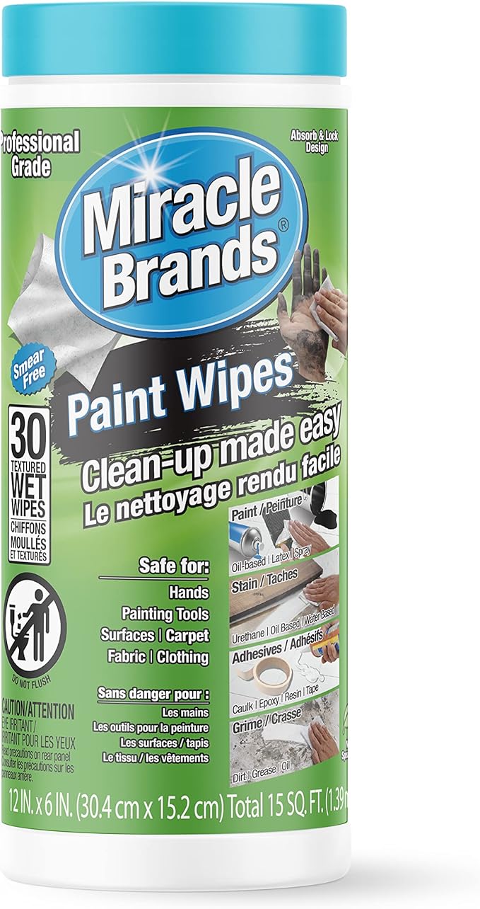 MiracleWipes for Paint Prep & Cleanup, Remove Tough Grime Build-Up, Wet Paint by MiracleWipes