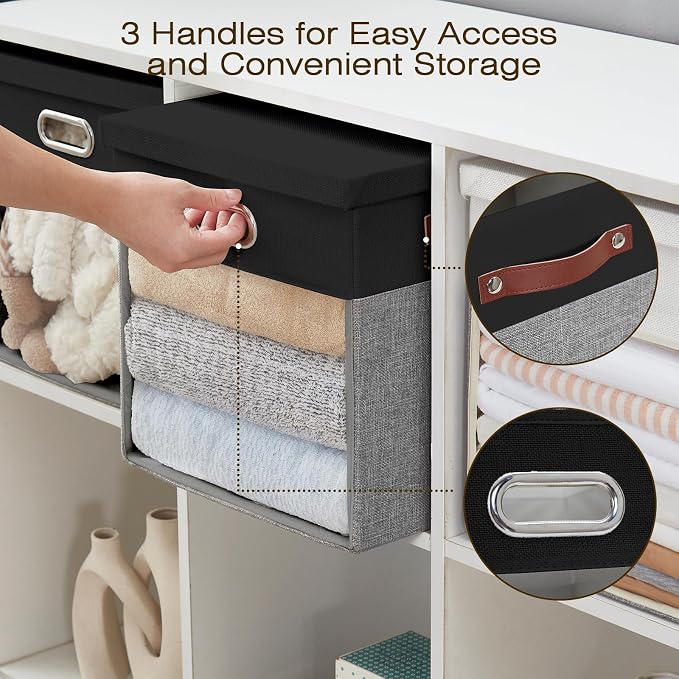Fabric Storage Cubes with Clear Windows and Lids 11'' Foldable Storage Bins - Image 4