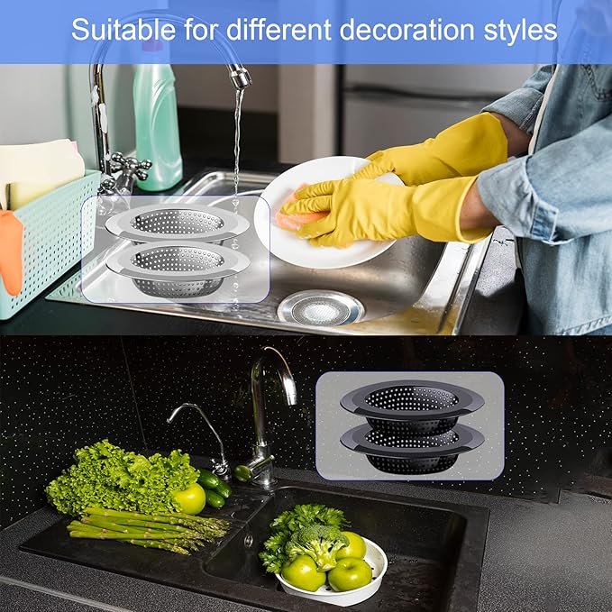 Kitchen Sink Drain Strainer, 4 Pack Stainless Steel and Black Mesh Sink Strainer - Image 6
