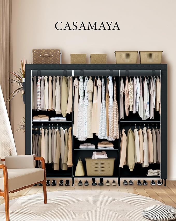 Clothes Rack, Portable Closet, 81.5 Inch Large Capacity Wardrobe Closet - Image 3