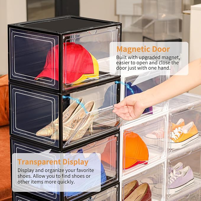 12 Pack Clear Shoe Boxes Stackable, Large Shoe Storage Organizer - Image 7