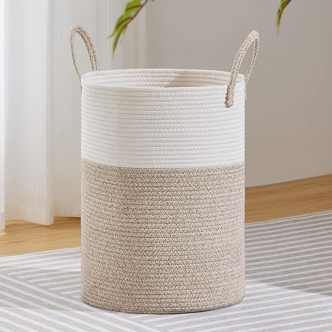 VIPOSCO Large Laundry Hamper, Tall Woven Rope Storage Basket by VIPOSCO