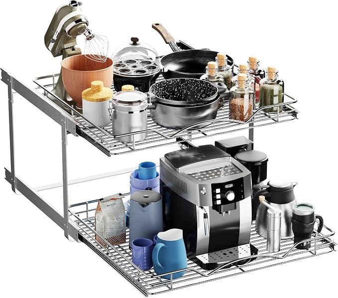 HOLDN’ STORAGE Two Tier Pull Out Cabinet Organizer, Individual Sliding Drawers by HOLDN%E2%80%99STORAGE
