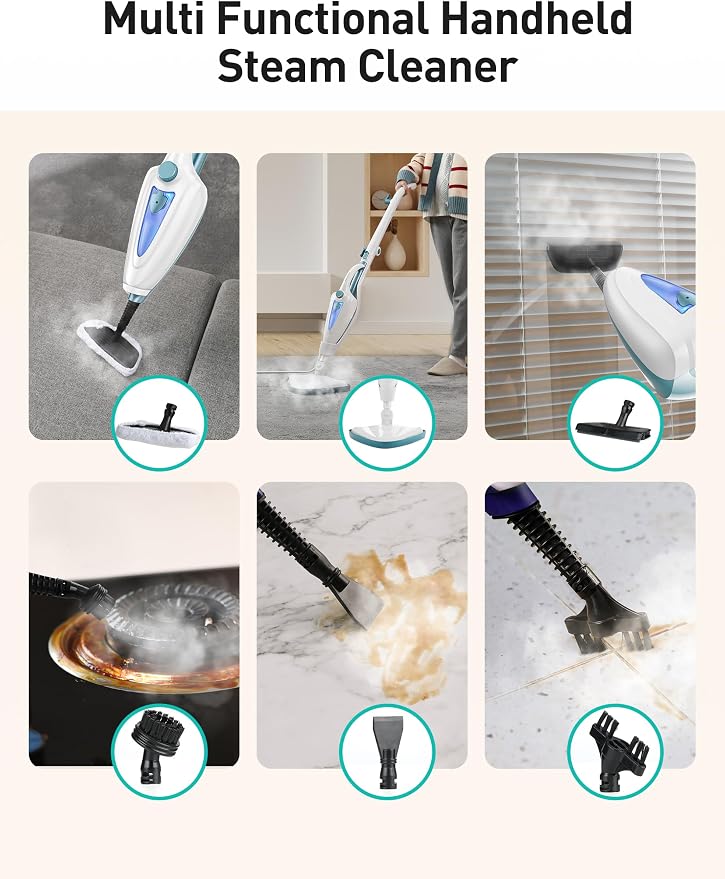 12-in-1 Steam Mop, Fast 15-Sec Heat-Up, 1500W Detachable Handheld Steam Cleaner - Image 4