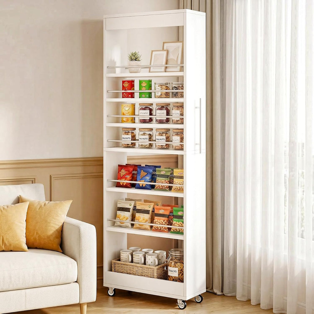 Tribesigns 73" Tall Slim Storage Cart on Rubber Wheels, 7-Tier Narrow Pa...
