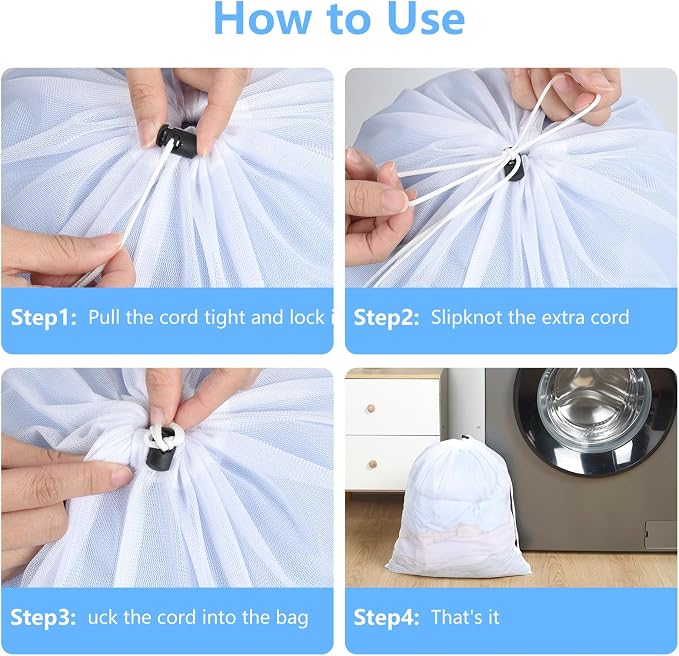 OTraki 16 x20 Inch Small Laundry Bags 2PCS Fine Mesh Washing Bag Drawstring - Image 6