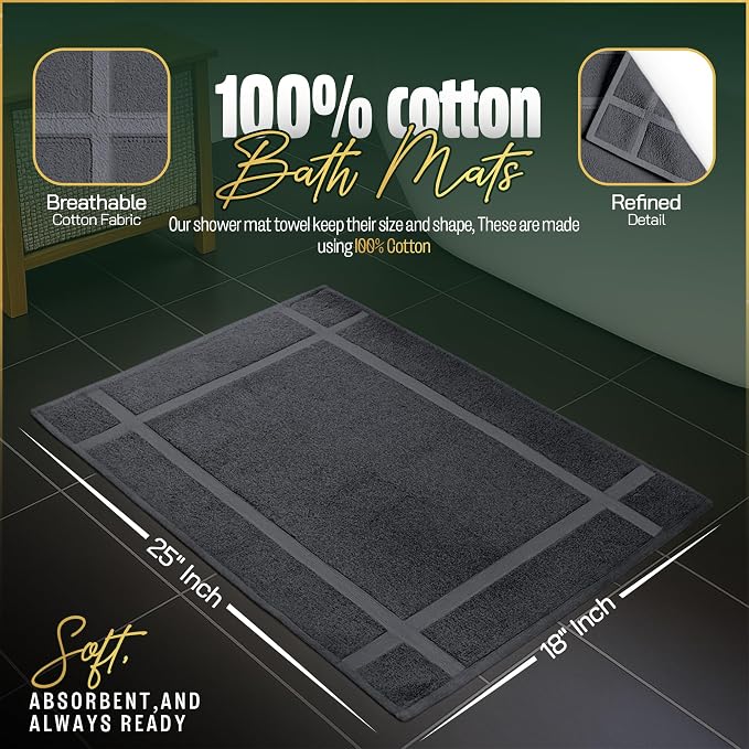 Pearl Linens Pack of 6 Washable Cotton Bath Mat 18x25 - Image 2