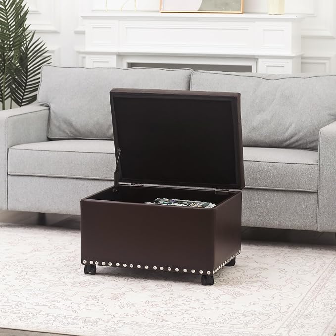Joveco Leather Storage Ottoman - Image 2