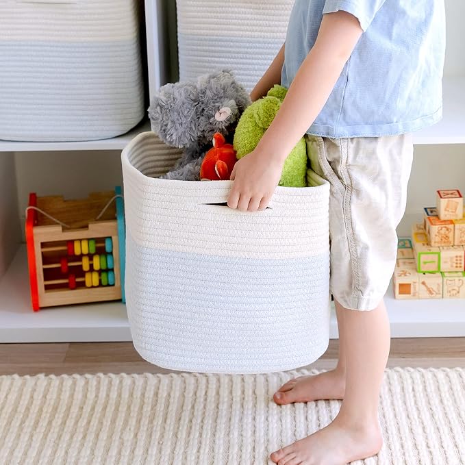 NaturalCozy Storage Cubes 11 Inch Cotton Rope Woven Baskets - Image 8