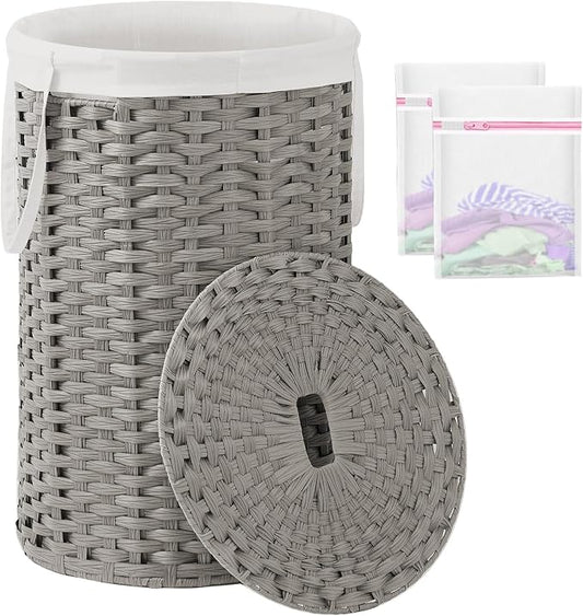 Large Laundry Hamper Laundry Basket Round 34.3 Gal Handwoven Wicker Laundry by SETVSON