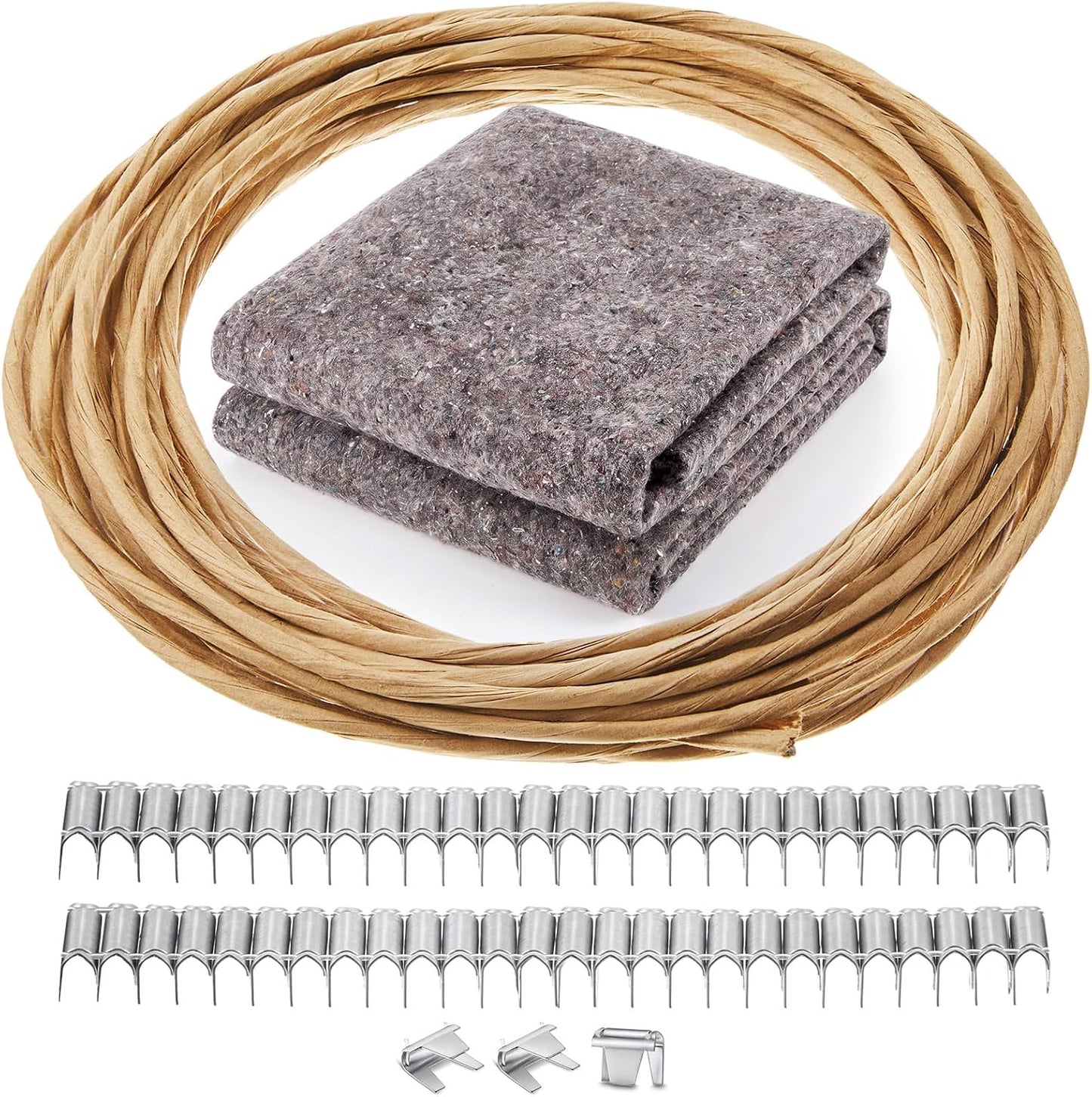 MorningRo Upholstery Spring Repair Kit for Sofa Furniture Include 24" x 6 ft Upholstery Spring Cover Pad and 40 ft Paper Wrapped Wire 9 Gauge with 80 Clips for Sofa Chair Loveseat