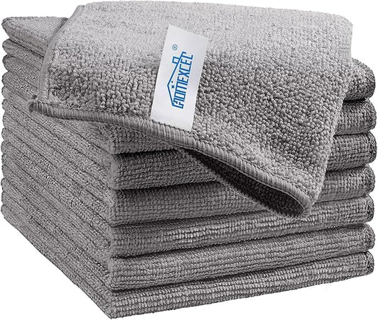 HOMEXCEL Grey Microfiber Cleaning Cloth, 8 Pack Cleaning Towels by HOMEXCEL