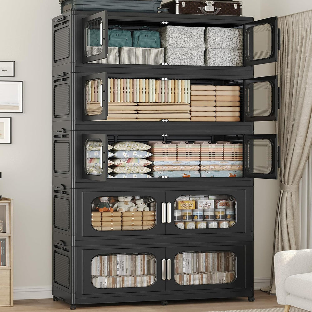 250Gal Extra Large Stackable Storage Bins with Lid & Wheels & Doors, ...