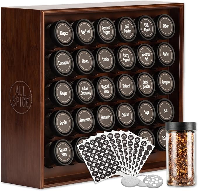 AllSpice Spice Rack Organizer, 525 Unique Labels, Countertop or Wall Mount by AllSpice