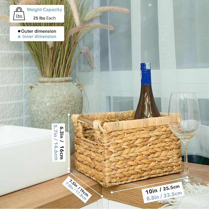 Small Wicker Baskets for Organizing Bathroom, Hyacinth Baskets for Storage - Image 2
