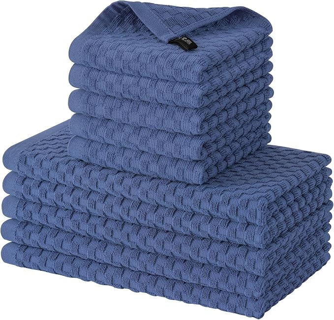 Fintale 100% Cotton Kitchen Towels and Dishcloths Set, 12 x 12 & 15 x 25 Inches by Fintale