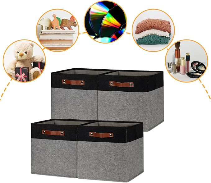 DULLEMELO 12x12 Storage Cubes, Collapsible Sturdy Cube Storage Bins - Image 4