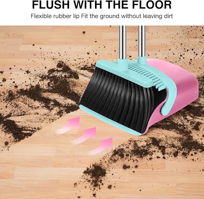 NACENA Broom and Dustpan Set, 52-in Long Adjustable Handle Broom Dustpan Combo - Image 5