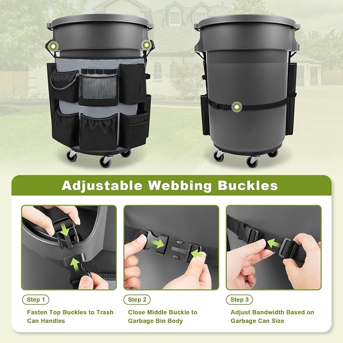 32-55 Gallon Trash Can Caddy Bag, Garbage Bin Apron Caddy - Image 6