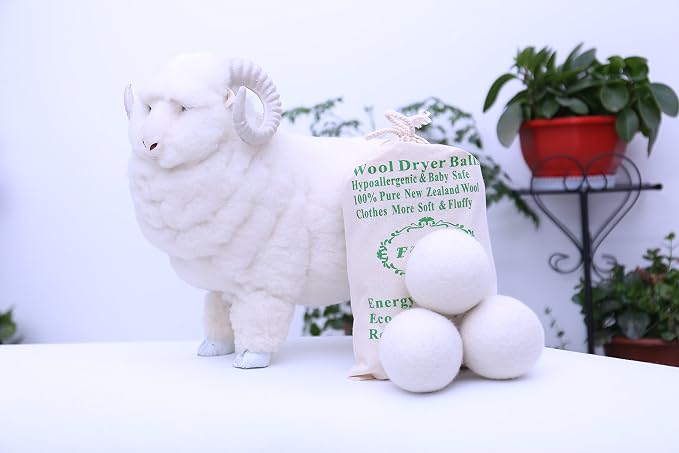 Wool Dryer Balls Organic XL 6-Pack, Reusable Natural Fabric Softener, Dryer - Image 4