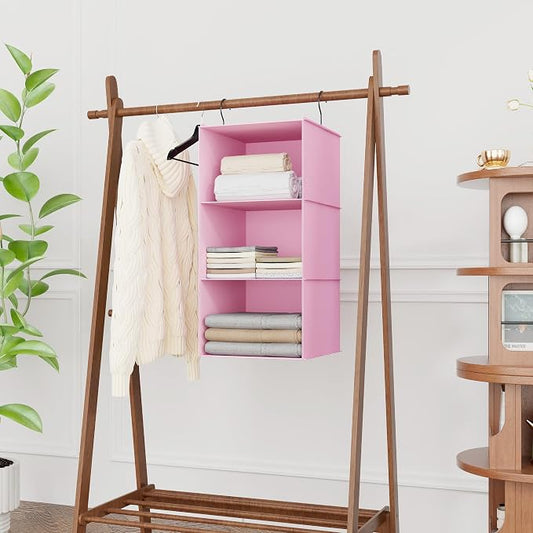 Hanging Closet Organizer and Storage 3-Shelf, Easy Mount Foldable Hanging - Image 2