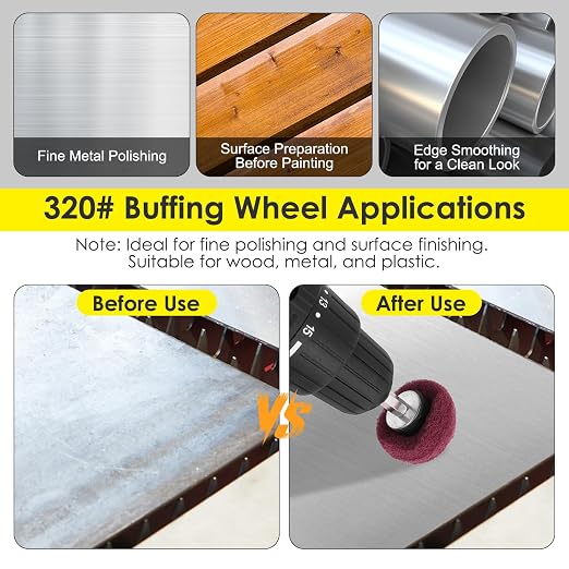 HighFree 7 PCS Non Woven Abrasive Buffing Polishing Wheels Drill Attachment Set - Image 3