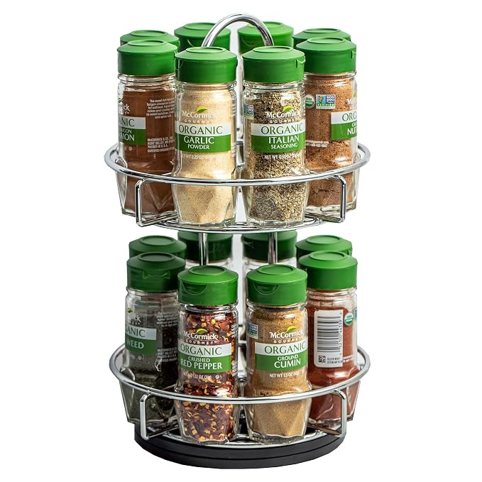 McCormick Gourmet Two Tier Chrome 16 Piece Organic Spice Rack Organizer by McCormickGourmet