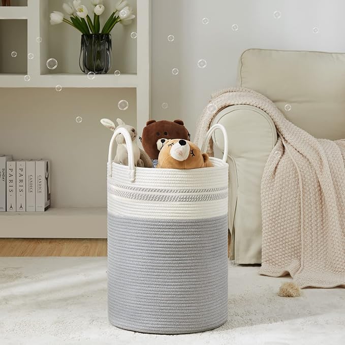 YOUDENOVA Woven Rope Laundry Hamper Basket, 58L Tall Luandry Basket, Baby - Image 2
