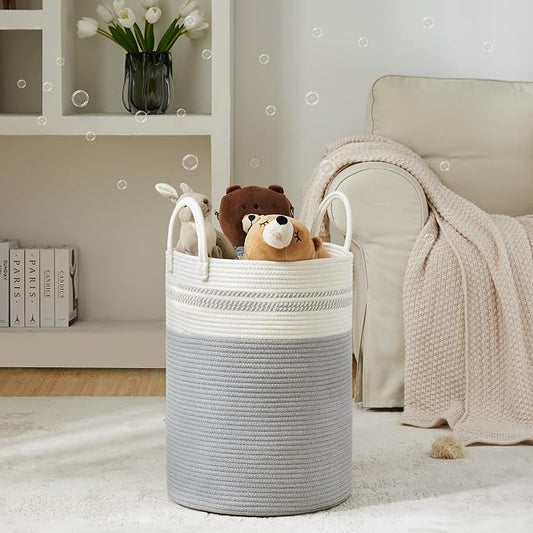 YOUDENOVA Woven Rope Laundry Hamper Basket, 58L Tall Luandry Basket, Baby - Image 2
