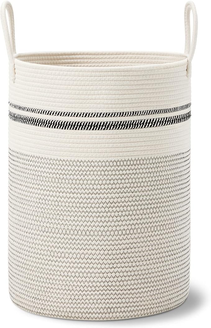 VIPOSCO Large Laundry Hamper, Tall Woven Rope Storage Basket - Image 8