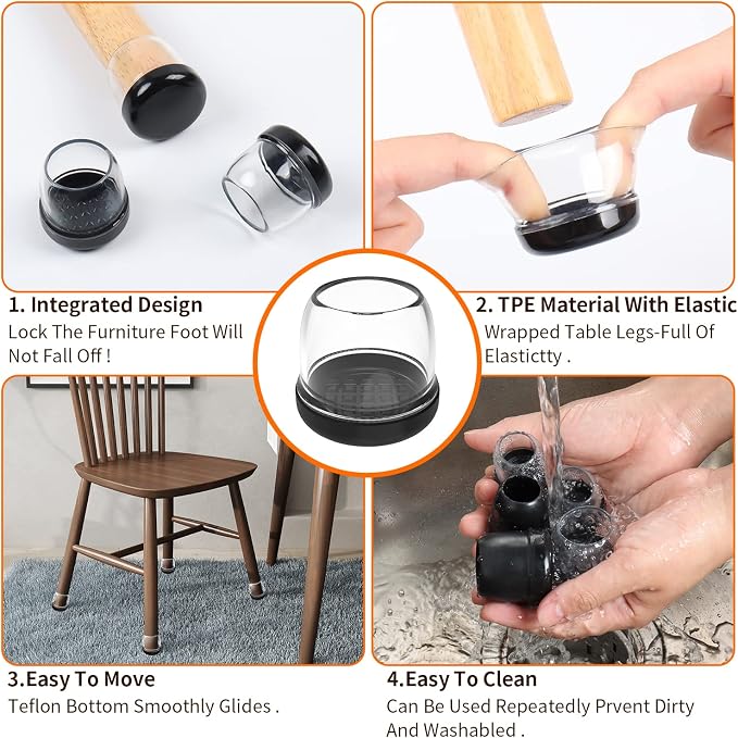 Ezprotekt 24 Pcs Clear Chair Leg Sliders - Image 5