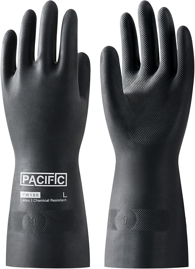 PACIFIC PPE Chemical Resistant Gloves, Heavy Duty Industrial Rubber Gloves by PACIFICPPE