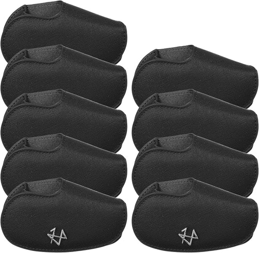Golf Iron Covers 9pcs or 1pc Saffiano Leather Magnetic Club Headcover by EighteenH
