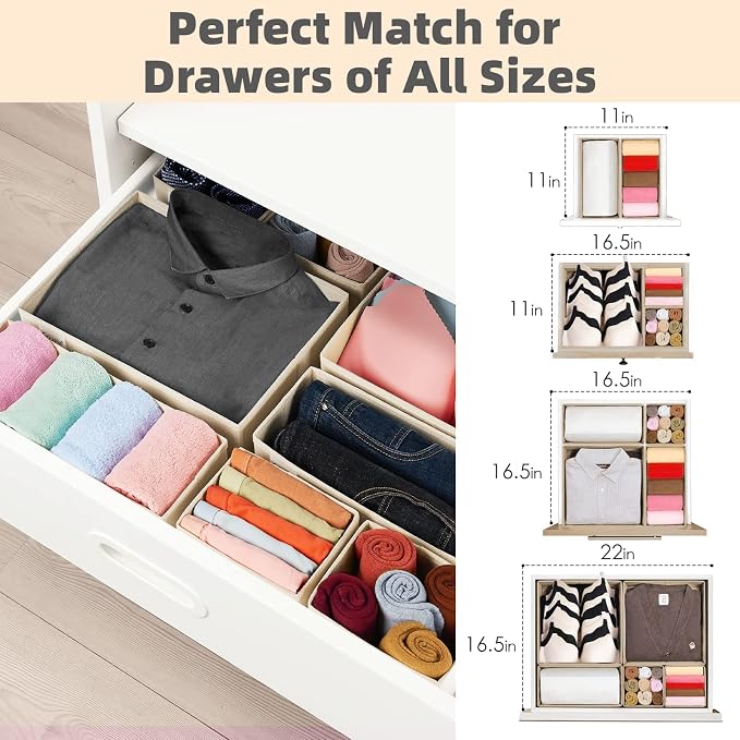 Criusia Drawer Organizer Clothes, 8 Pack Underwear Drawer Organizer, Foldable - Image 5