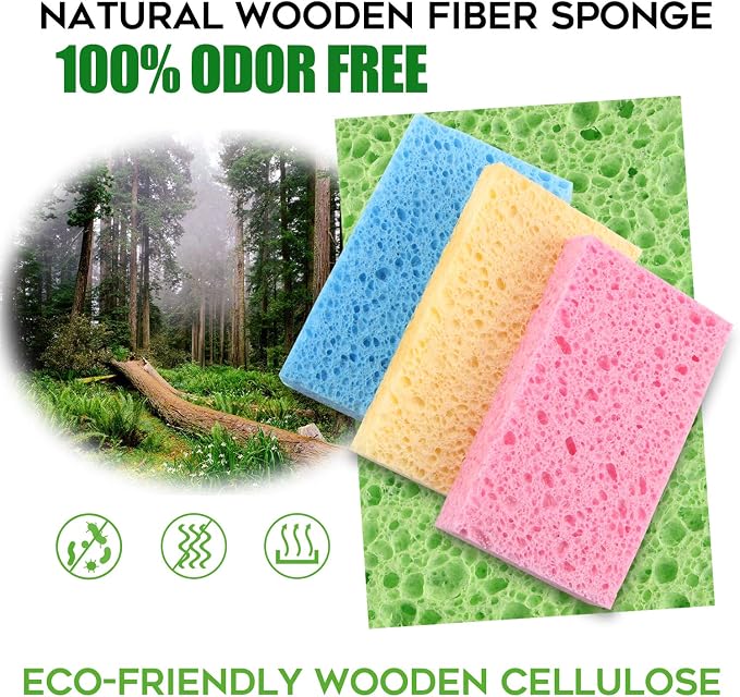 Compressed Cellulose Kitchen Sponges 12Pack，Non-Scratch Biodegradable Natural - Image 2