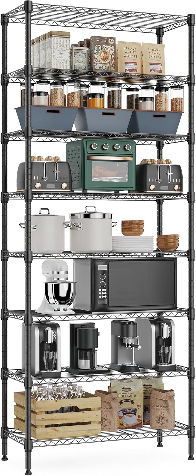 8 Tier 2000 lbs Storage Rack Metal Wire Shelving Unit, Storage Standing Shelf by MEIGAOPLASTICANDMETALHKCOLIMITED
