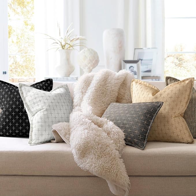 ZWJD 12x20 Pillow Covers Set of 2 Soft Polyester Textured Pillow Covers - Image 6