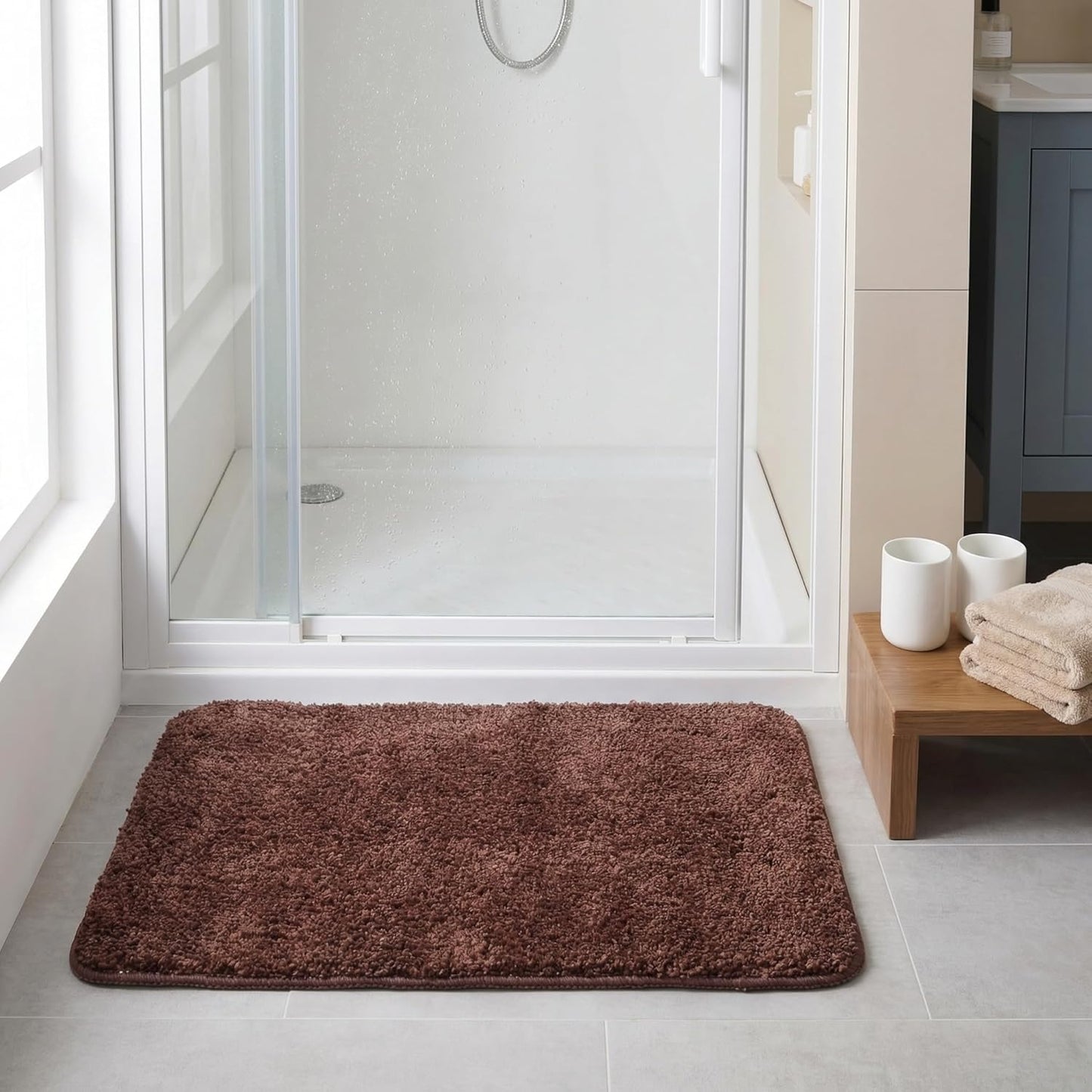 H HOUSEHOLD Bathroom Rugs Mat 16”x24”, Extra Soft Absorbent Microfiber Bath Rugs, TPE Backing, Quick Dry, Machine Washable Bath Mats for Bathroom Floor, Tub and Shower, Home Decor Accessories, Brown