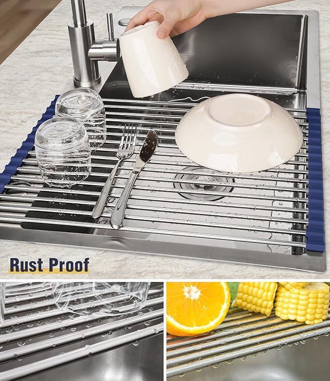 Tomorotec 17.7" x 12.5" Roll Up Dish Drying Rack Over Sink Drying Rack Sink - Image 2