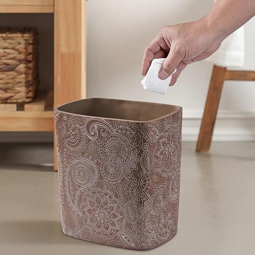 Polytree Boho Flowers Bathroom Trash Can 1.8 Gallon Small Kitchen Garbage Can - Image 7