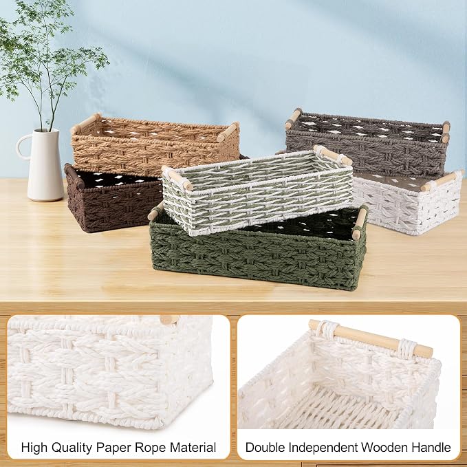 OIAHOMY Toilet Paper Baskets Handmade Paper Rope Decorative Wicker Storage Tank - Image 5