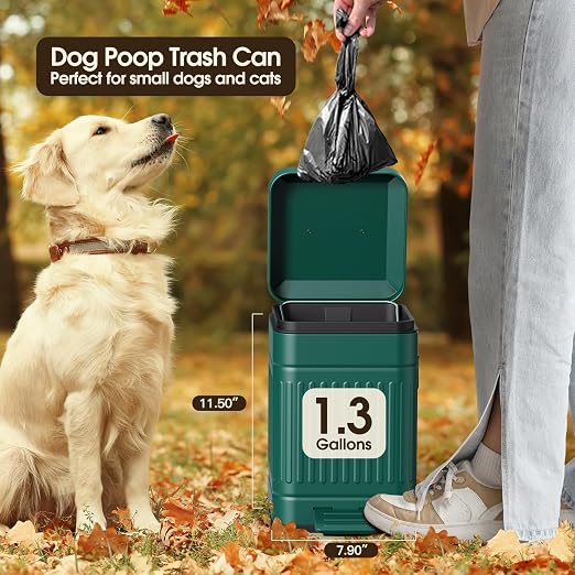 CEROELDA Small Trash Can with Lid-5L/1.3 Gal, Stainless Steel Outdoor Dog Poop - Image 3