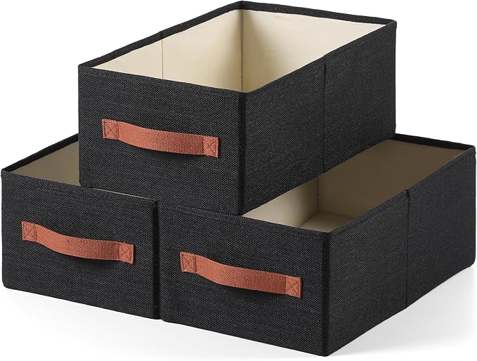 linen closet organizers and storage, 3 Pack Large Storage Baskets, Clothing by Unknown