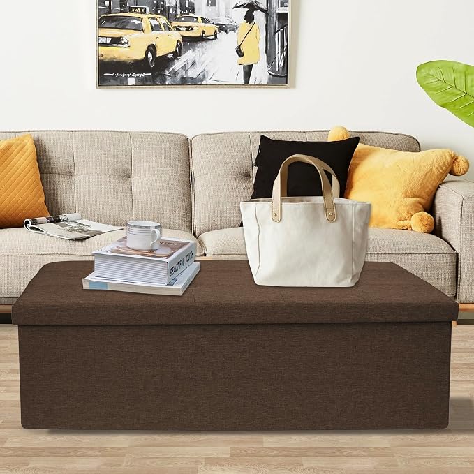 GLAXYFUR 43 Inches Folding Storage Ottoman Bench, Storage Chest, Footrest - Image 2