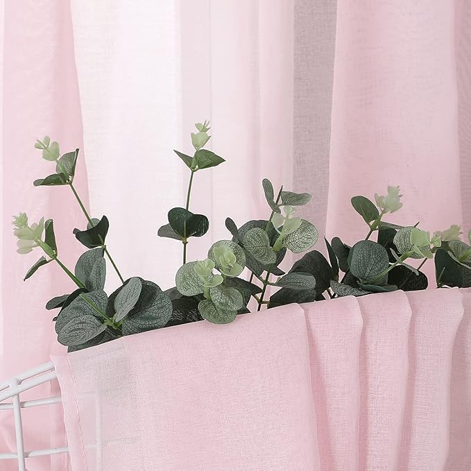 Tollpiz Sheer Curtains Linen Textured Bedroom Curtain Sheers Light Filtering - Image 6