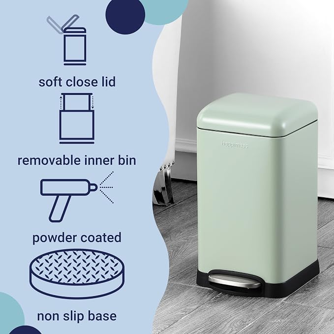 happimess HPM1012I Betty Retro Mini 3.2-Gallon Step-Open Trash Can, Fingerprint - Image 3