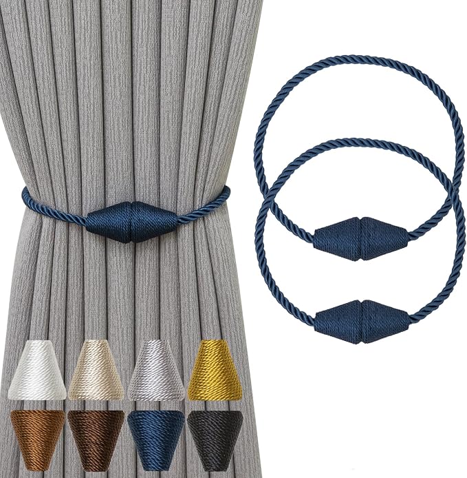 Magnetic Curtain Tiebacks 2 Pack Outdoor Rope Curtain Tie Backs Decorative by CurtainTiebacks