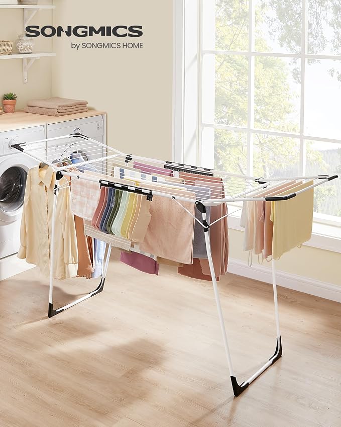 SONGMICS Clothes Drying Rack Foldable, Gullwing Laundry Drying Rack, - Image 2
