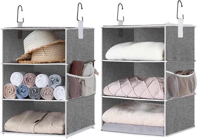 StorageWorks 6-Shelf Jumbo Closet Organizers, Two 3-Shelf Separable Hanging by StorageWorks
