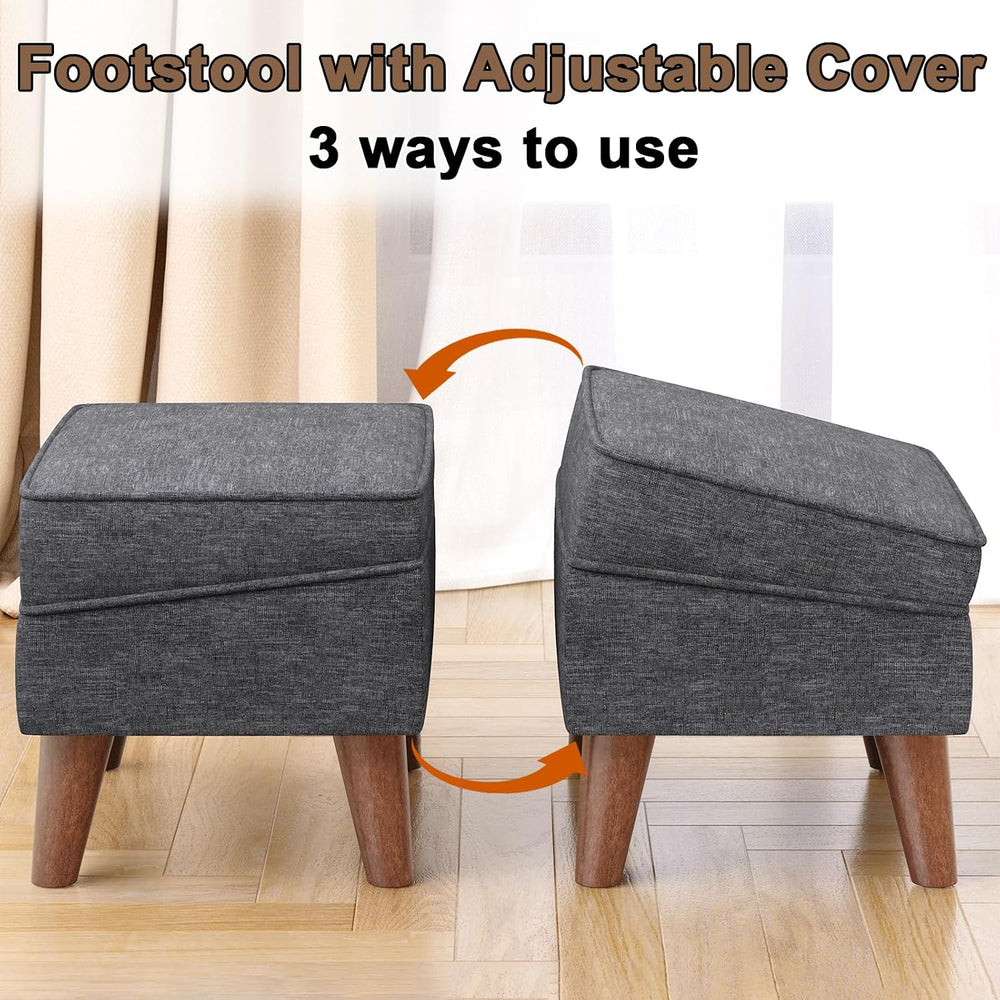 FAGAGA Small Footstool Ottoman with Adjustable Lid, Storage Ottoman